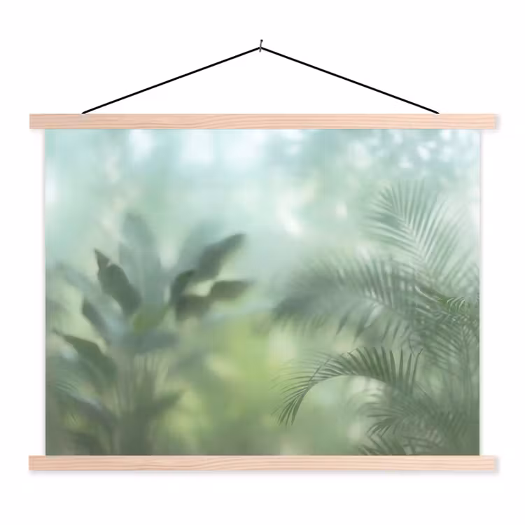 Natuur - Vervaagd - Groen - Abstract - Modern textielposter latten blank klein -3d
