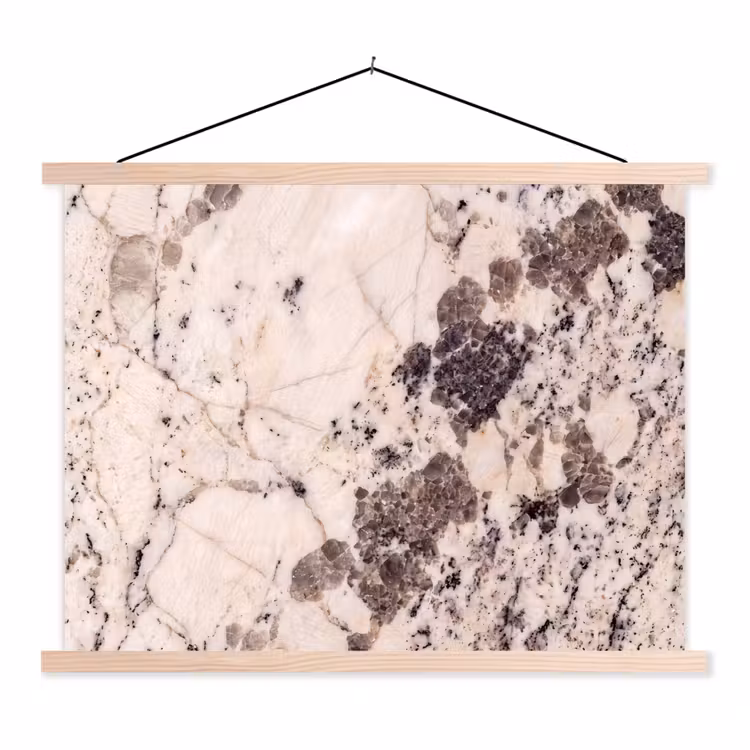 Natuursteen - Patroon - Abstract - Beige - Grijs textielposter latten blank klein -3d