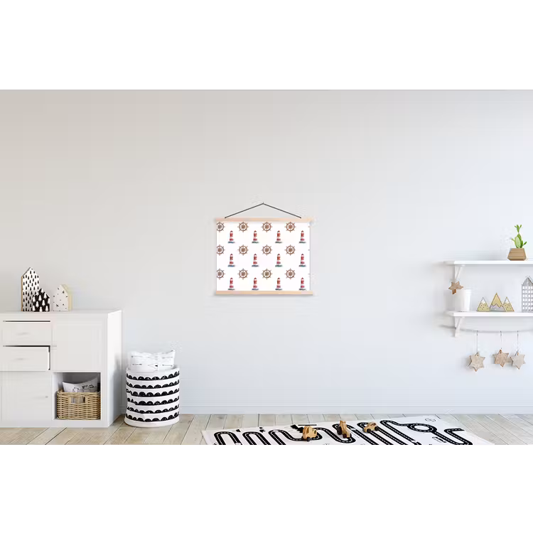 Nautisch - Klassiek - Rood textielposter latten blank klein 122 -kinderkamer