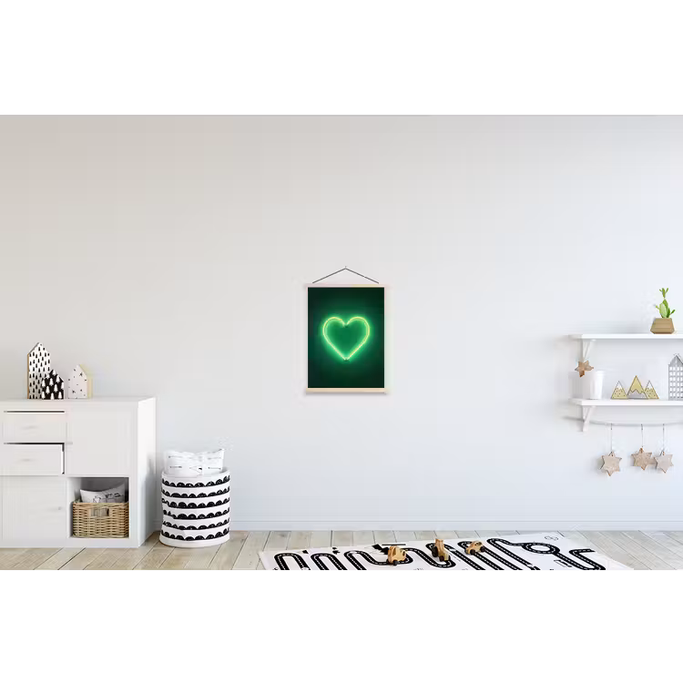 Neon - Groen - Licht textielposter latten blank klein -kinderkamer