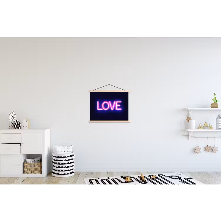 Neon - Love - Valentijn textielposter latten blank klein -kinderkamer