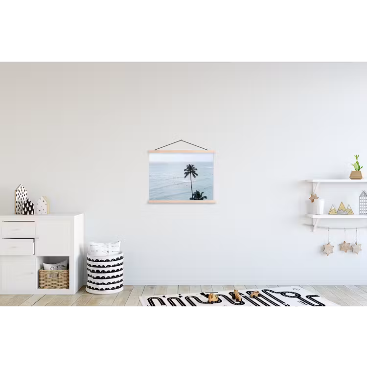 Oceaan - Palmbomen - Surfers textielposter latten blank klein -kinderkamer
