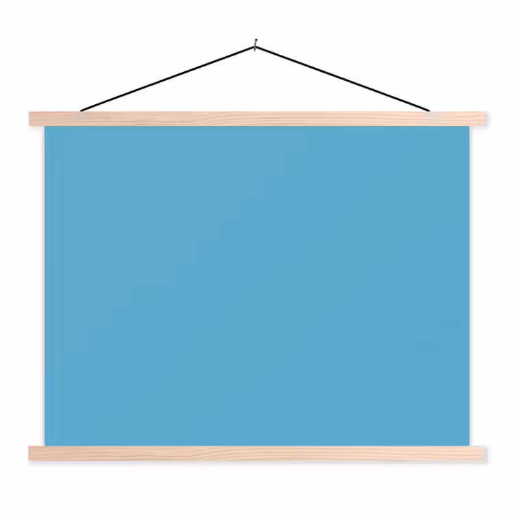 Ocean - Teal - Blauw textielposter latten blank klein 122 -3d