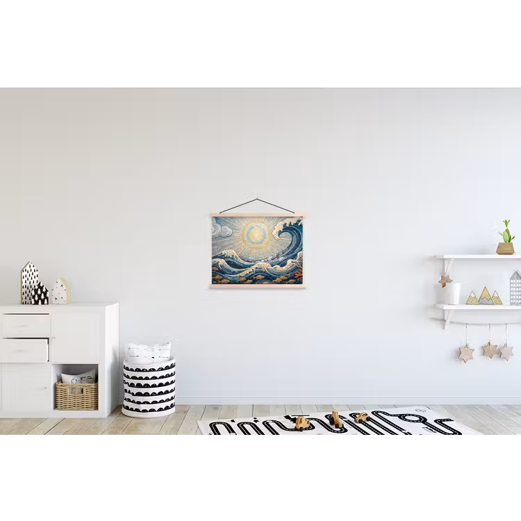Onderwater - Koraal - Vis - Natuur - Kunst textielposter latten blank klein -kinderkamer