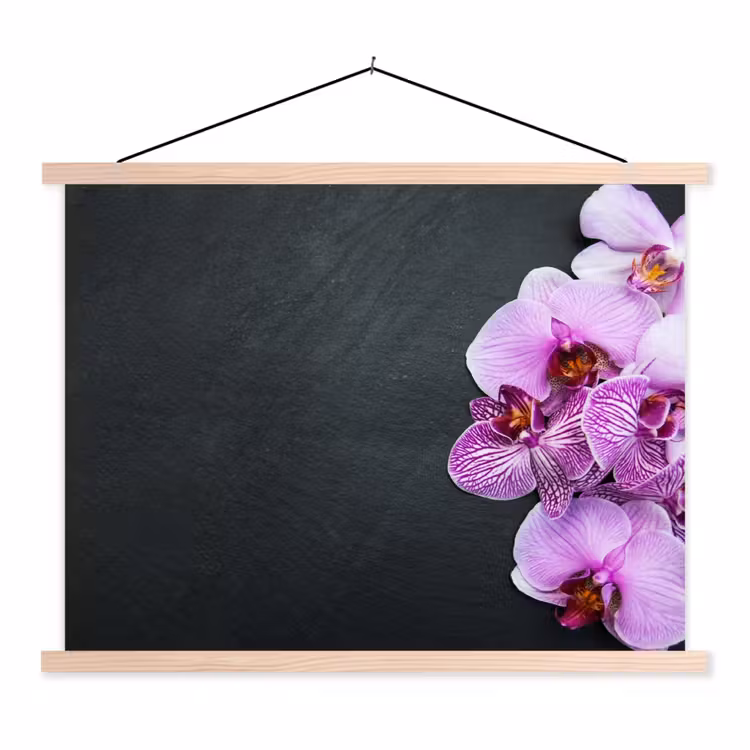 Orchidee - Bloemen - Roze - Flora textielposter latten blank klein -3d