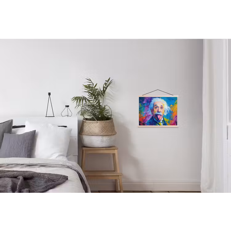 Oude man - Expressief - Kleurrijk textielposter latten blank klein -woonkamer