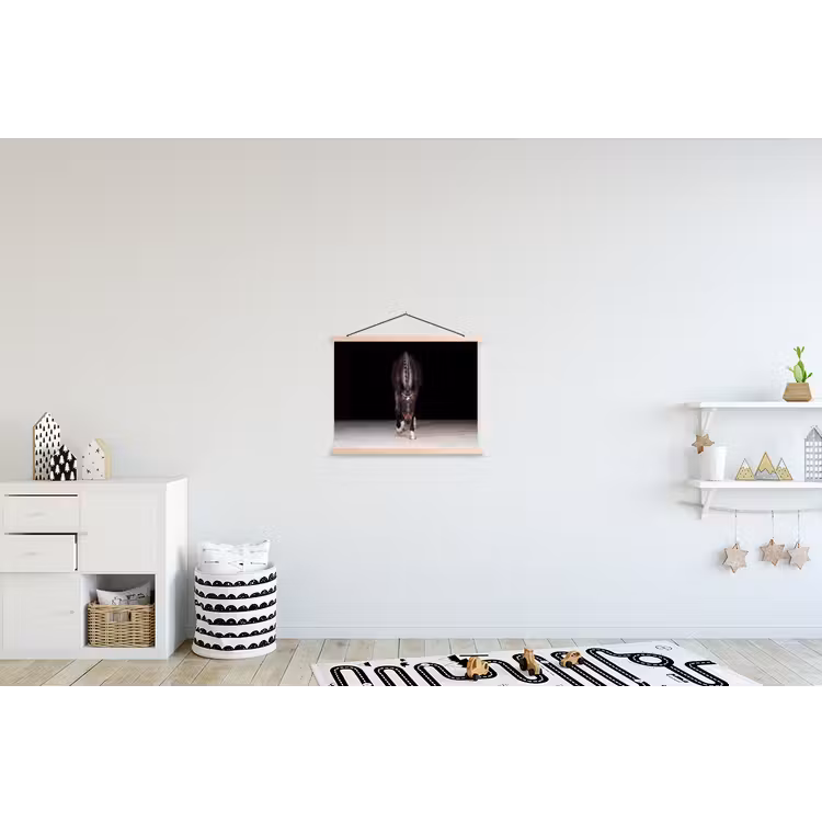 Paard - Modern - Portret textielposter latten blank klein -kinderkamer