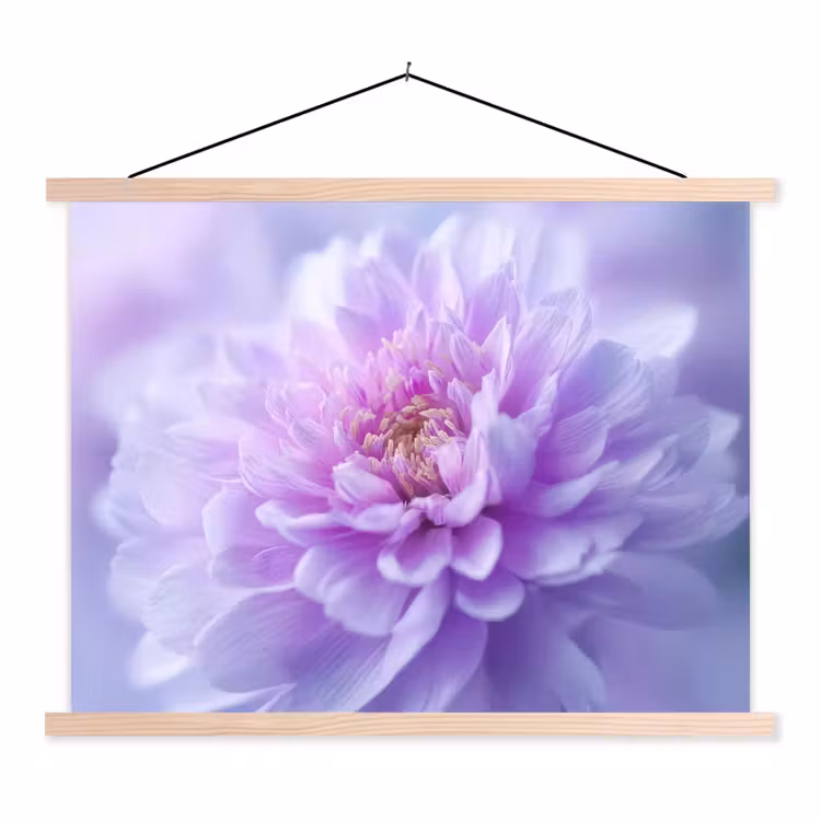 Paars - Dahlia - Dromerig textielposter latten blank klein -3d