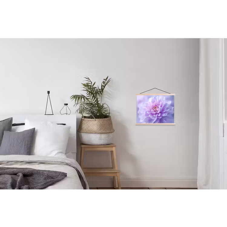 Paars - Dahlia - Dromerig textielposter latten blank klein -woonkamer