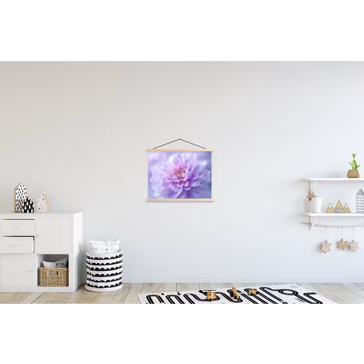 Paars - Dahlia - Dromerig textielposter latten blank klein -kinderkamer