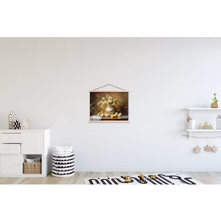Paaseieren - Stilleven - Vaas textielposter latten blank klein -kinderkamer