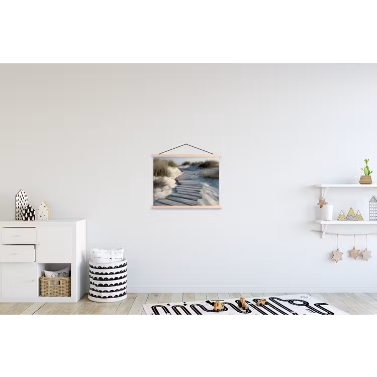 Pad - Planken - Duinen - Gras textielposter latten blank klein -kinderkamer