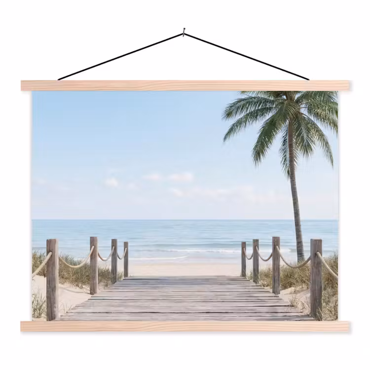 Palmbomen - Pad - Horizon textielposter latten blank klein -3d