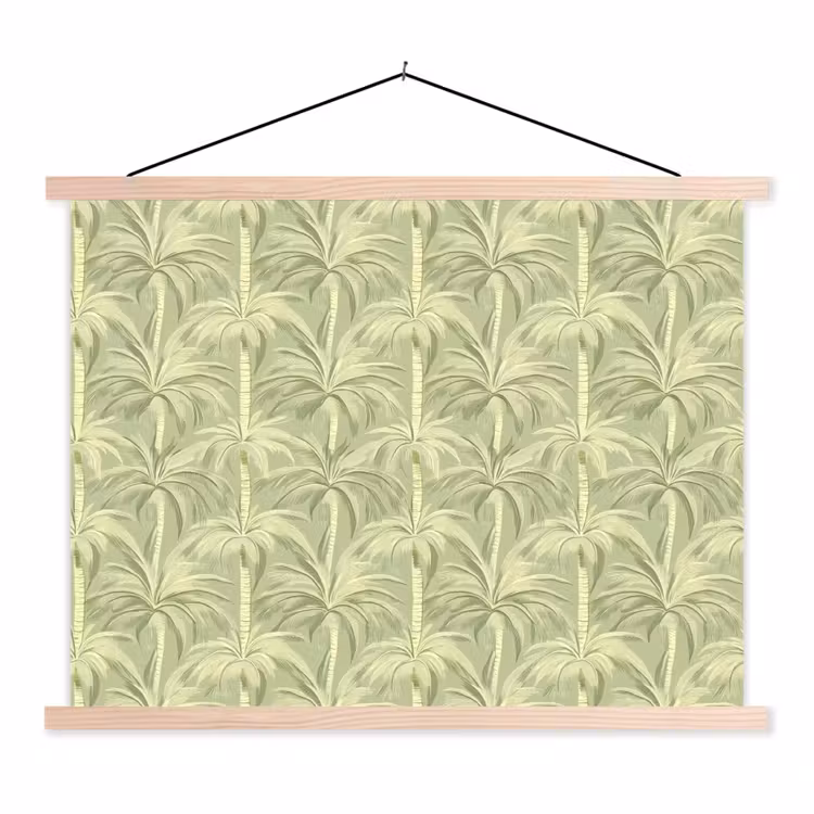 Palmwoud - Tropisch - Groen textielposter latten blank klein 122 -3d