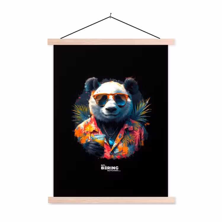 Panda als tropische straatkunst textielposter latten blank klein -3d