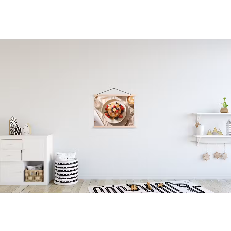 Pannenkoeken - Bessen - Ontbijt - Modern - Beige textielposter latten blank klein -kinderkamer