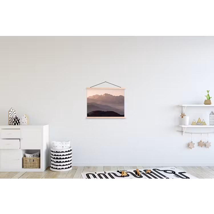 Panorama - Landschap - Bergen textielposter latten blank klein -kinderkamer