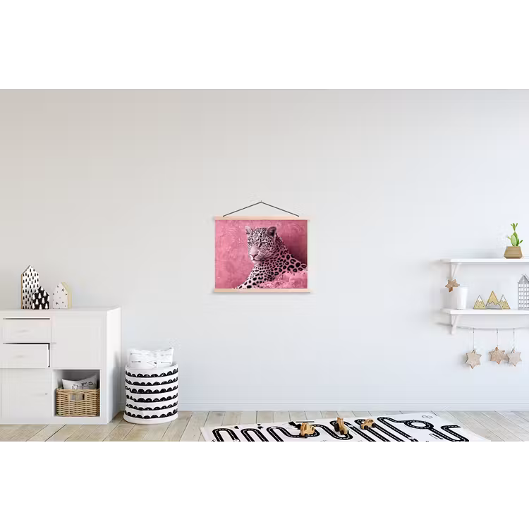 Panter - Luxe - Roze textielposter latten blank klein -kinderkamer