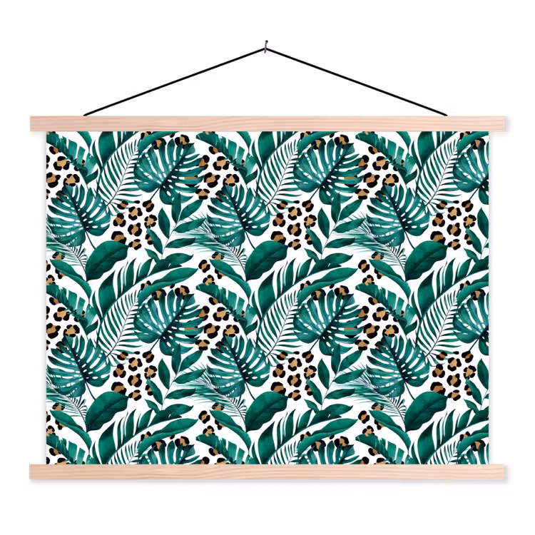 Inductie beschermer - Panterprint - Bladeren - Jungle - Afdekplaat voor kookplaat textielposter latten blank klein -3d