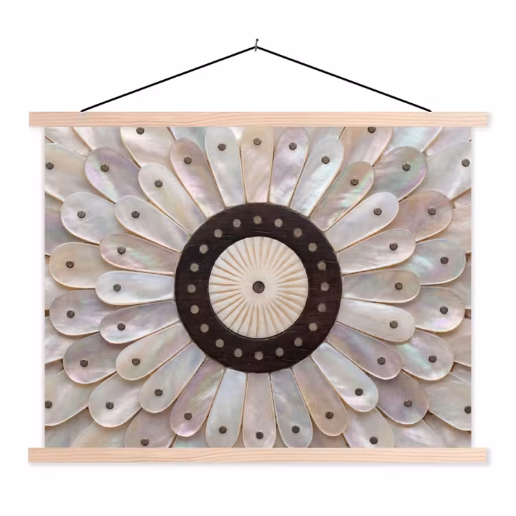 Parelmoer - Patroon - Decoratie - Ambacht - Wit textielposter latten blank klein -3d