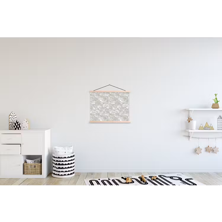 Parelmoerglans - Wit - Schelp textielposter latten blank klein 122 -kinderkamer