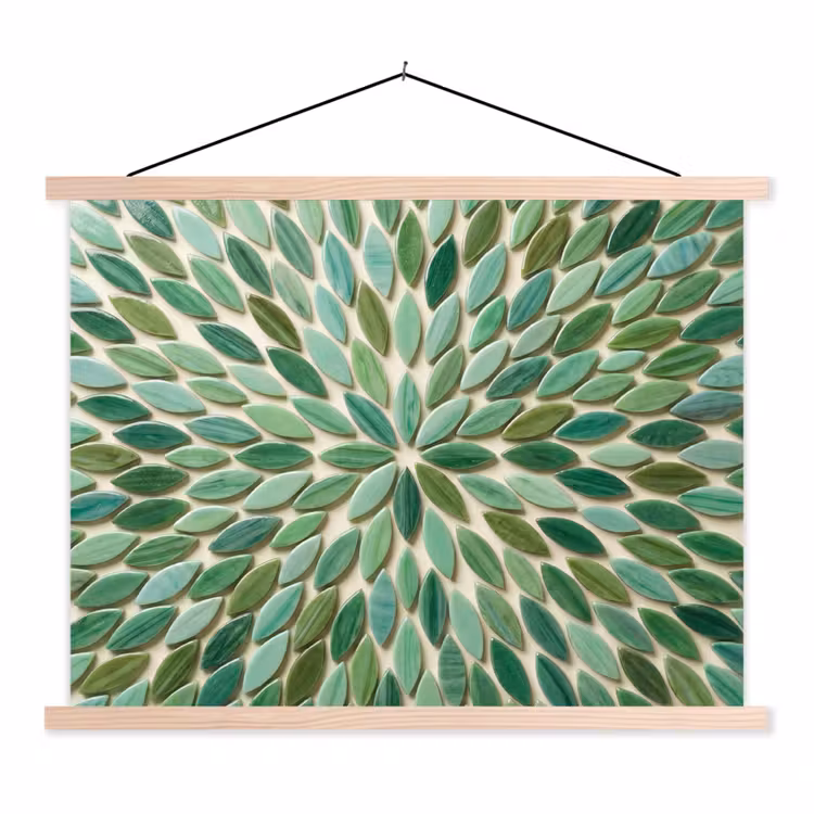 Patroon - Blad - Groen - Abstract textielposter latten blank klein -3d