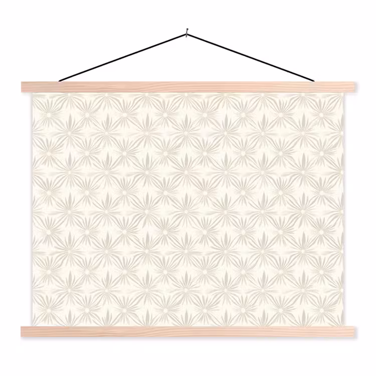 Patroon - Bloemen - Beige textielposter latten blank klein 122 -3d