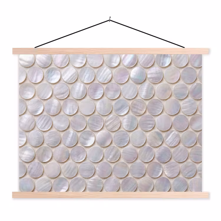 Patroon - Cirkels - Abstract - Modern - Wit textielposter latten blank klein -3d