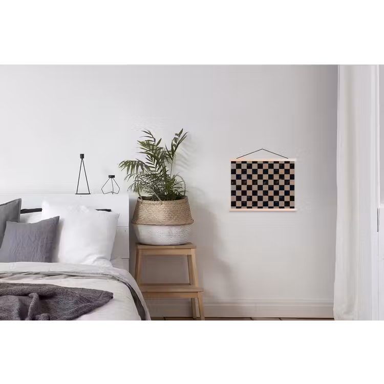 Patroon - Dambord - Marmer textielposter latten blank klein 122 -woonkamer