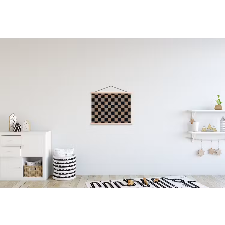Patroon - Dambord - Marmer textielposter latten blank klein 122 -kinderkamer