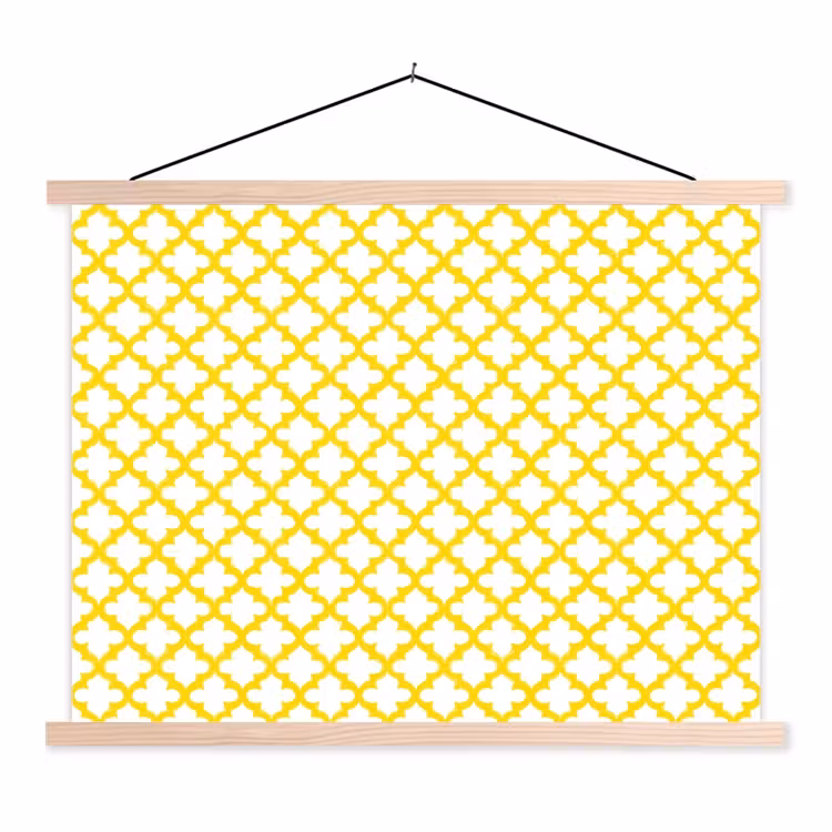 Patroon - Geometrisch - Klassiek - Geel textielposter latten blank klein 122 -3d