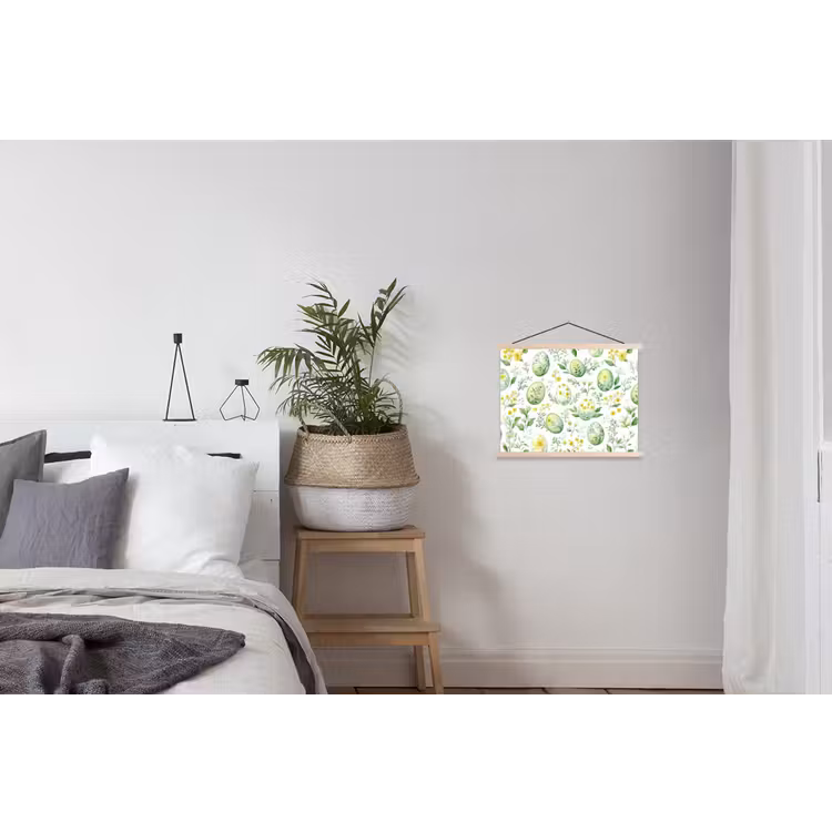 Patroon - Groen - Eieren textielposter latten blank klein -woonkamer