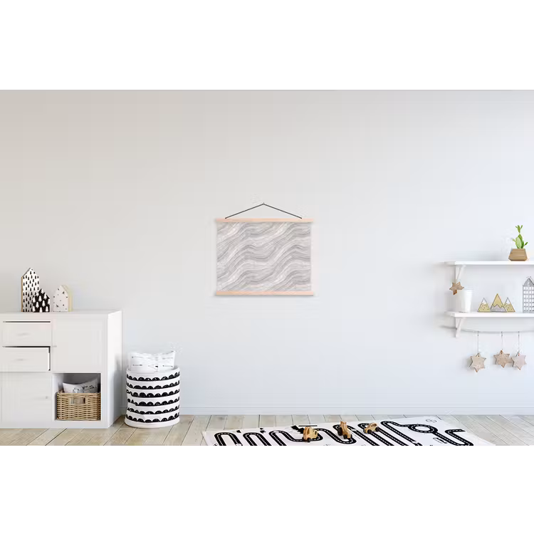 Patroon - Helder - Wit - Grijs textielposter latten blank klein 122 -kinderkamer