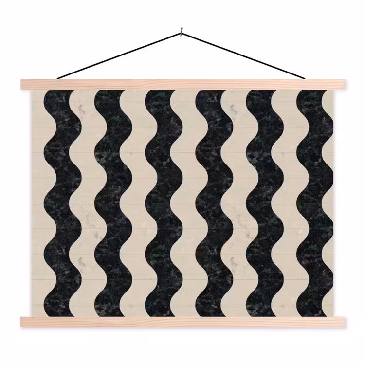Patroon - Marmer - Groen - Cremé textielposter latten blank klein 122 -3d