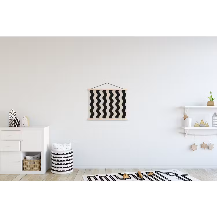 Patroon - Marmer - Groen - Cremé textielposter latten blank klein 122 -kinderkamer