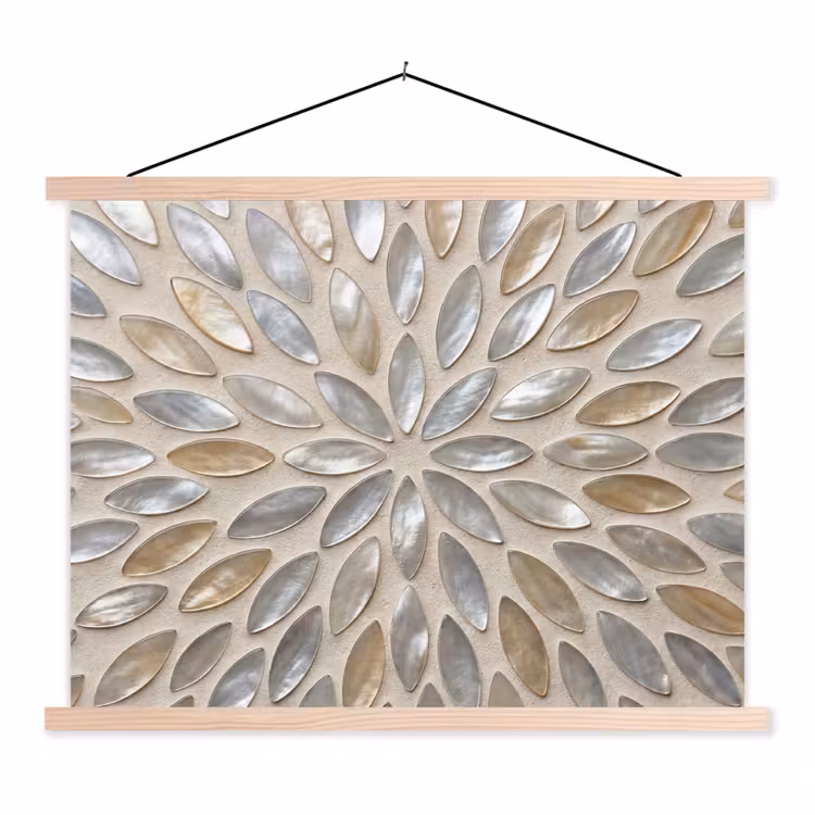 Patroon - Ovaal - Glanzend - Abstract - Beige textielposter latten blank klein -3d