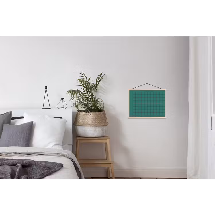 Patroon - Patroon - Smaragd textielposter latten blank klein 122 -woonkamer