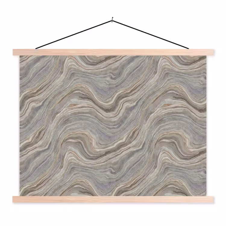 Patroon - Sereen - Paars - Groen textielposter latten blank klein 122 -3d