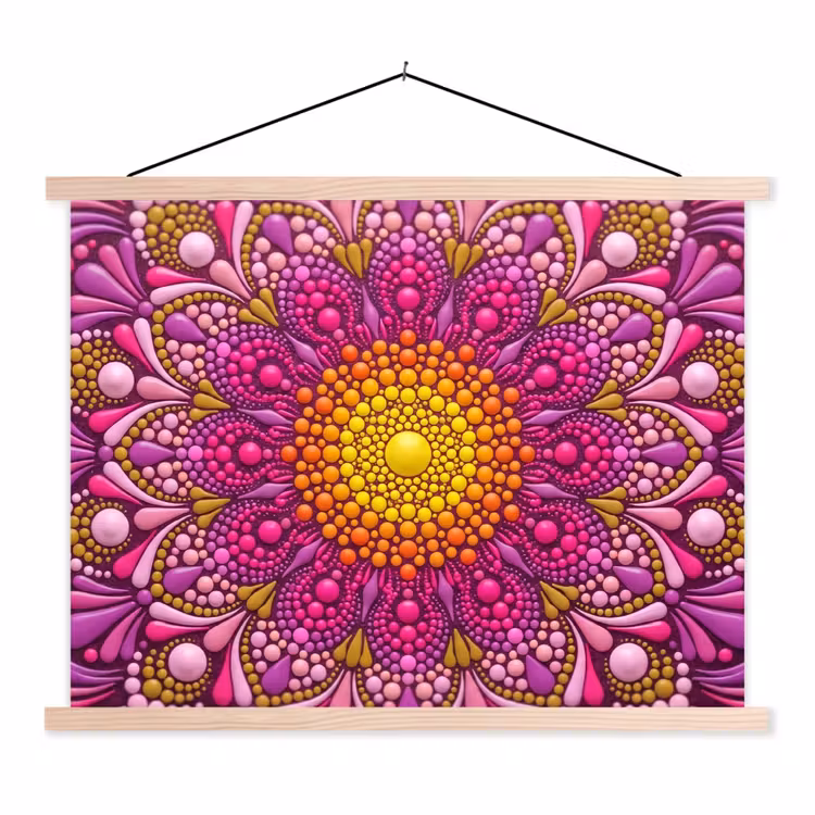 Patroon - Stippen - Abstract - Kleurrijk textielposter latten blank klein -3d
