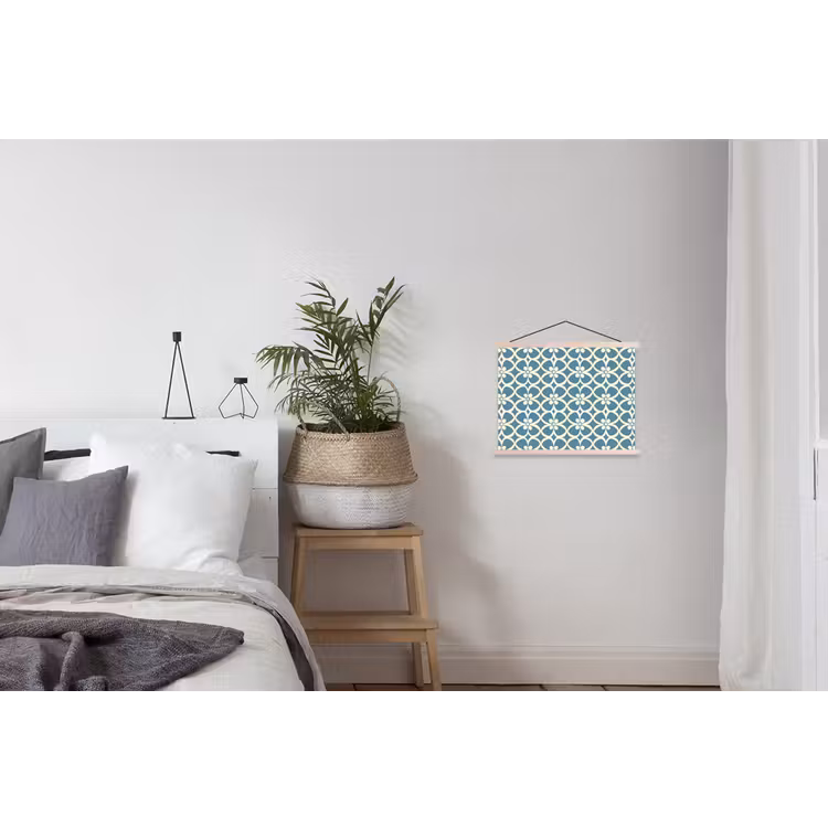 Patroon - Symmetrisch - Blauw textielposter latten blank klein 122 -woonkamer
