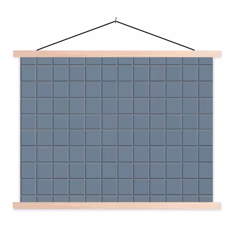 Patroon - Tegel - Blauwgrijs textielposter latten blank klein 122 -3d