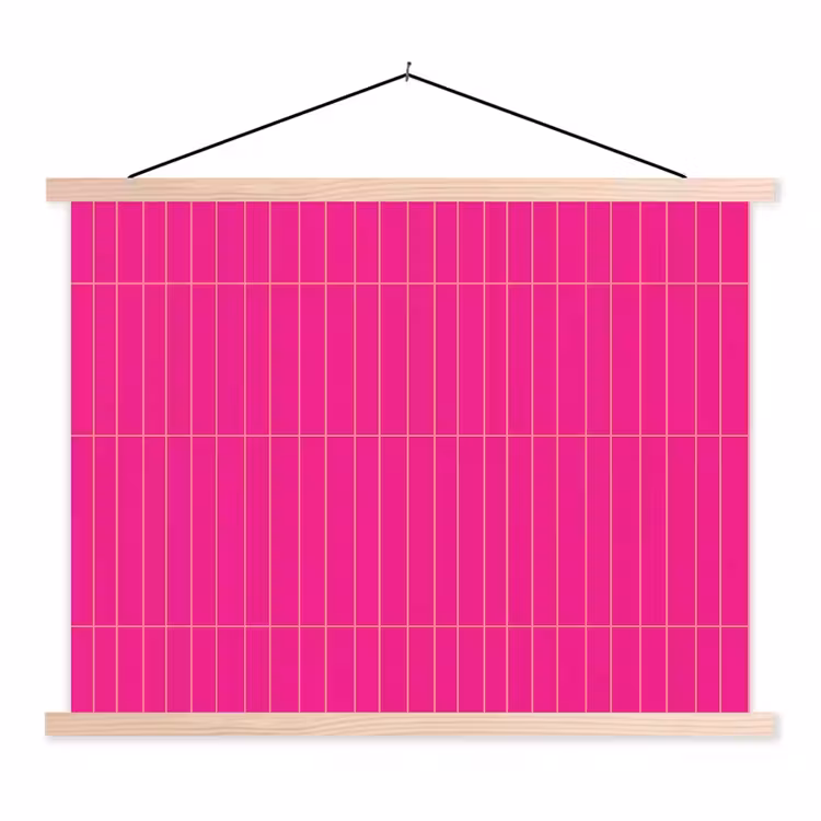 Patroon - Tegel - Magenta - Roze textielposter latten blank klein 122 -3d