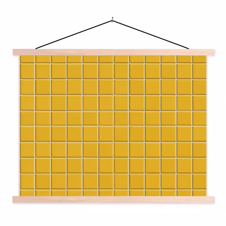 Patroon - Tegel - Okergeel textielposter latten blank klein 122 -3d