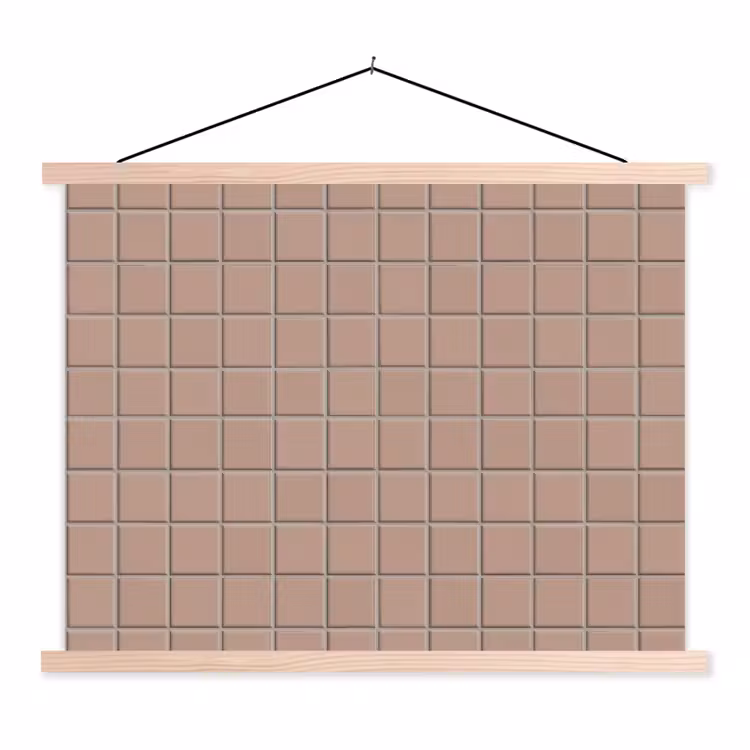 Patroon - Tegel - Oudroze textielposter latten blank klein 122 -3d
