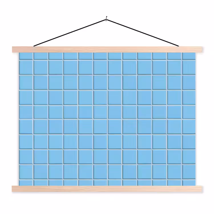 Patroon - Tegel - Pastel - Blauw textielposter latten blank klein 122 -3d