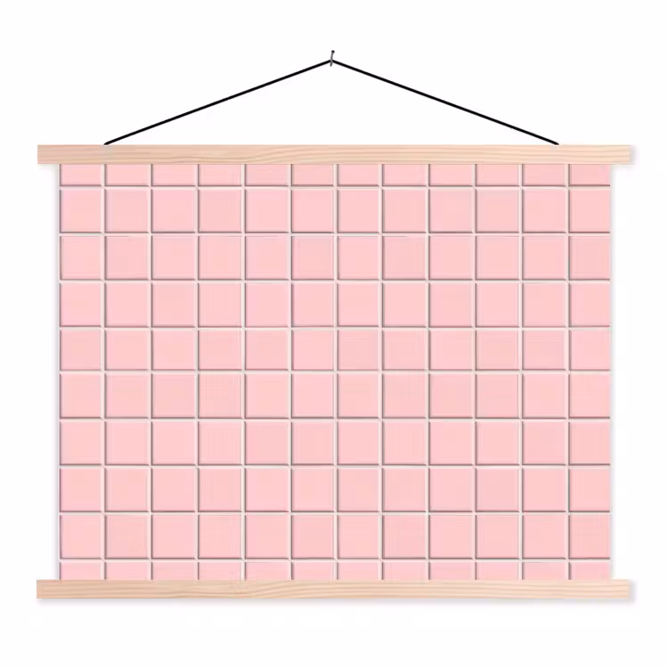 Patroon - Tegel - Pastelroze textielposter latten blank klein 122 -3d