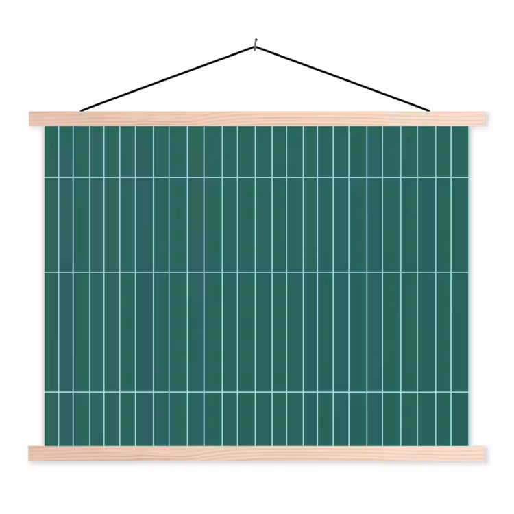 Patroon - Tegel - Saliegroen textielposter latten blank klein 122 -3d
