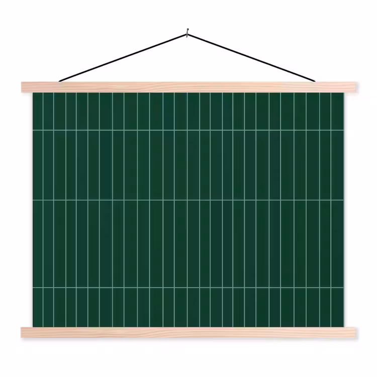 Patroon - Tegels - Donkergroen textielposter latten blank klein 122 -3d