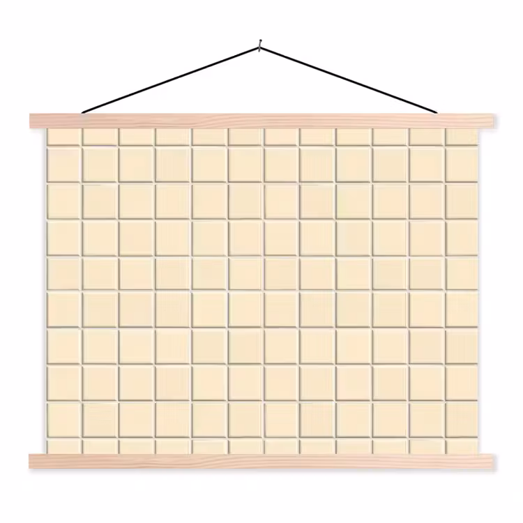 Patroon - Tegels - Gebroken - Wit textielposter latten blank klein 122 -3d