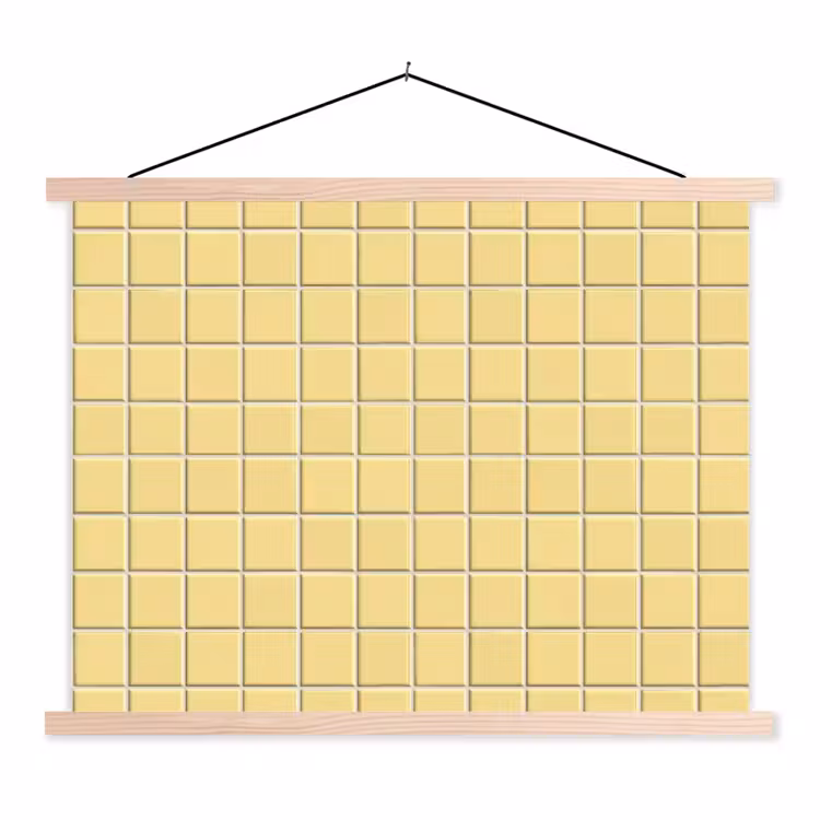 Patroon - Tegels - Geel textielposter latten blank klein 122 -3d